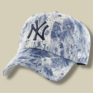 Denim New York Yankees hat with acid wash